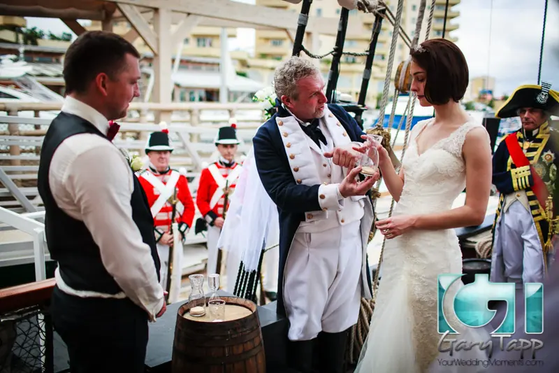 Wedding onboard Lord Nelson’s schooner Pickle in Gibraltar